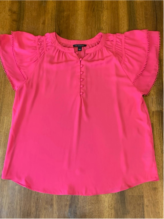 Zac & Rachel Tops - Zac & Rachel Top Large Fuchsia Hot Pink Ruffle Flutter Sleeves